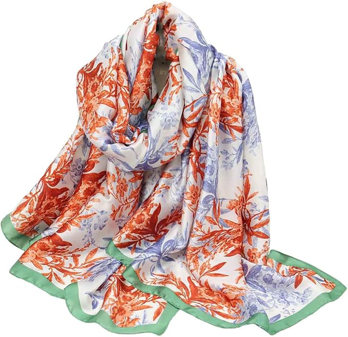 Pokeedioty Scarfs for Women Lightweight Head Scarf Fashion Scarves Elegant Floral Pattern Sunscreen Shawls and Wraps