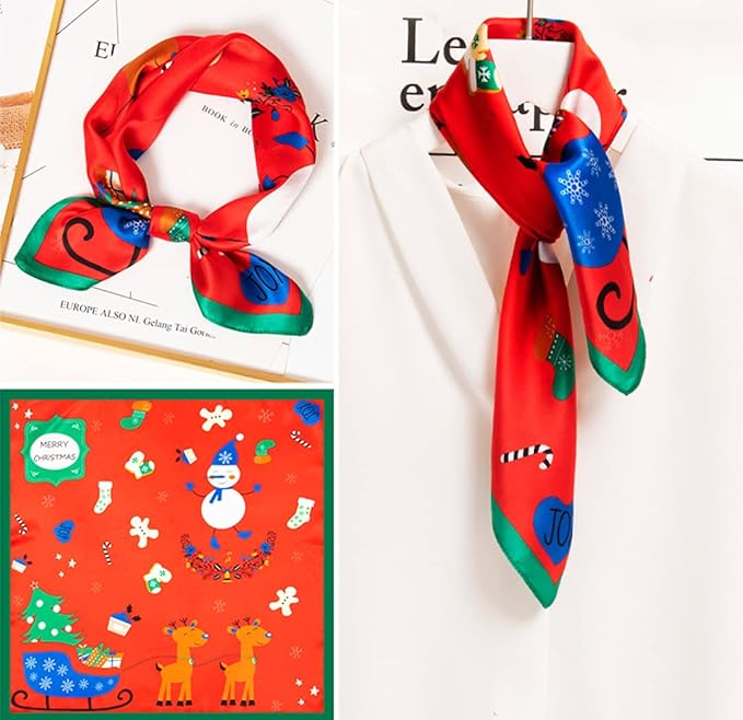 ANDANTINO 100% Real Mulberry Silk Scarf -21'' x 21''- Lightweight Neckerchief –Women Men Small Square Digital Printed Scarves