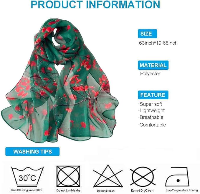 Xyueanlo Scarfs for Women Lightweight Fashion Floral Printed Scarves Neck Scarf Sunscreen Wraps Shawls