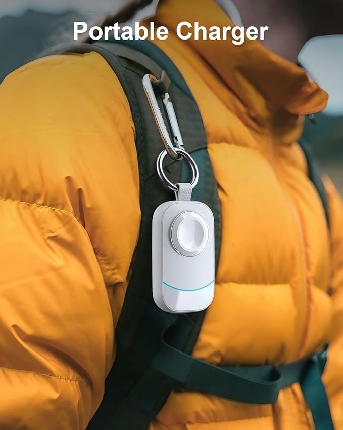 2500mAh Travel Charger for Apple Watch - Portable Charger with Keychain for Apple Watch - Stocking Stuffers for Men, Women, and Adults White