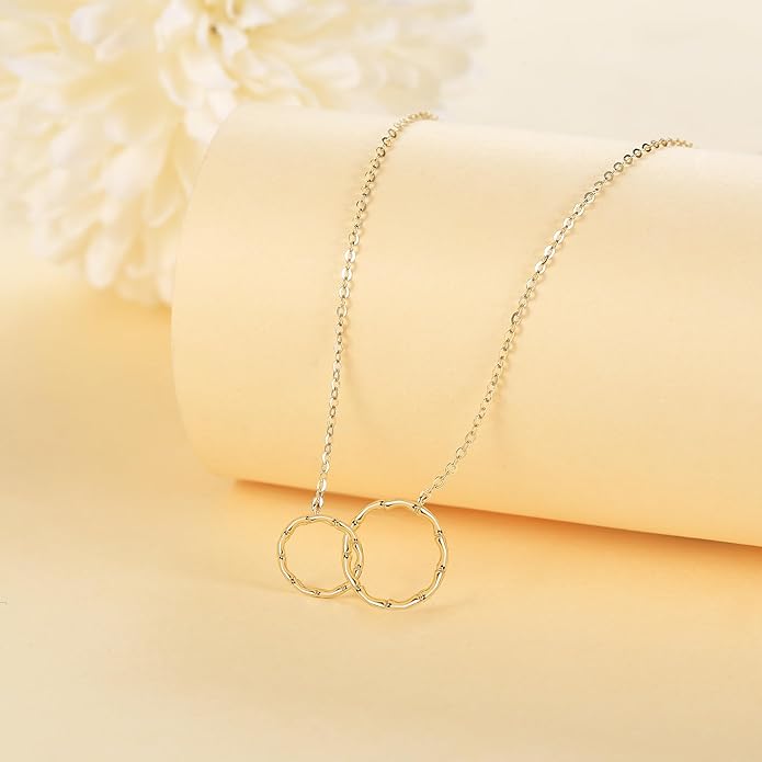 ELFRONT Mothers Day Gifts 14k Real Gold Dainty Necklace, Solid Gold Delicate Pendant For Women Mom Lover