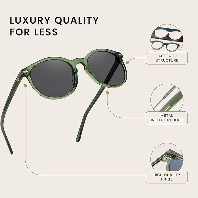 DUCO Polarized Sunglasses for Women Retro Round Women's Sunglasses Classic Vintage UV400 Shades DC1230