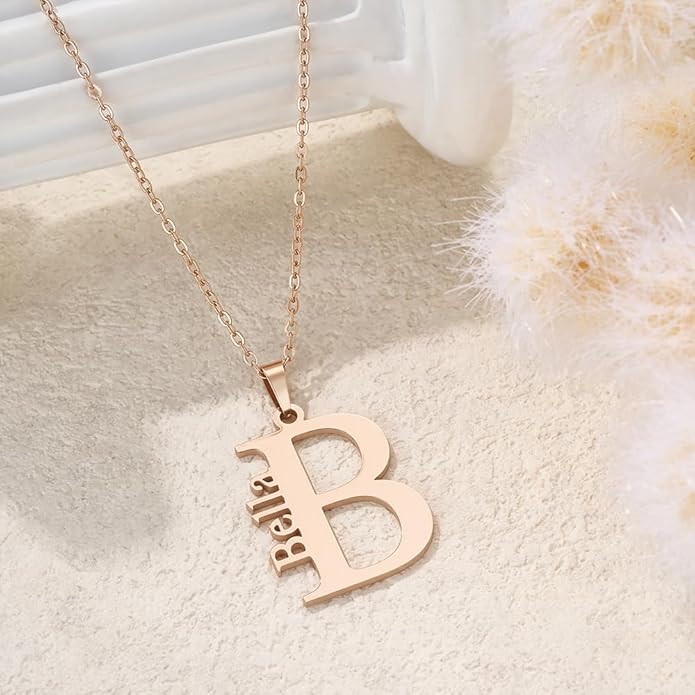 CALLIE Personalized Initial Name Combination Necklace for Women, Stainless Steel Minimalist Pendant Necklace, Custom Dainty Jewelry, Valentine's Day Christmas Graduation Birthday Gifts for Women