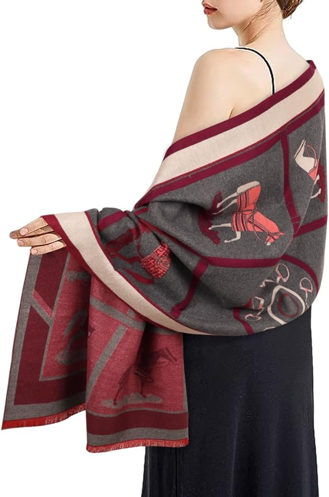 EXTREE Scarfs for Women Pashmina Silky Shawl Wrap for Evening Dressing Blanket Open Front Poncho Cape