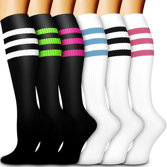 Bluemaple 6 Pack Copper Compression Socks for Women and Men Circulation-Best Support for Medical, Running,Nursing,Athletic