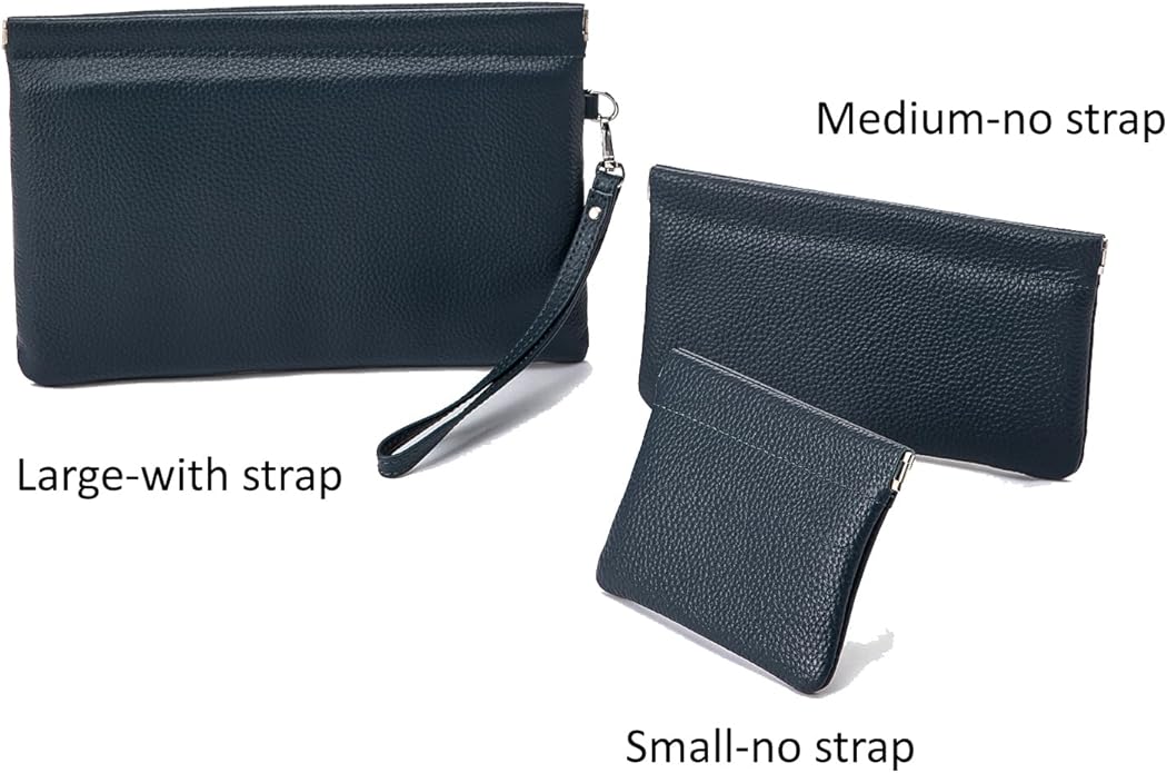 Genuine Leather Wristlet Handbags Purses Cell Phone Pocket Clutch Wallet Coin Purse For Men Women
