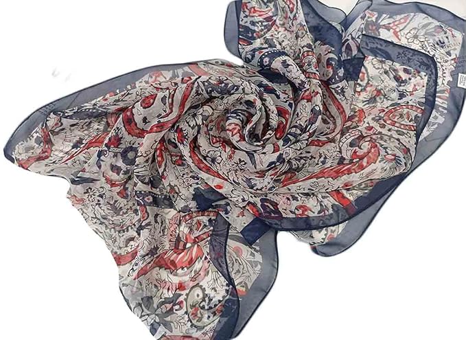 Pokeedioty Scarfs for Women Lightweight Scarves Elegant Floral Pattern Sheer Scarfs Shawls Wraps