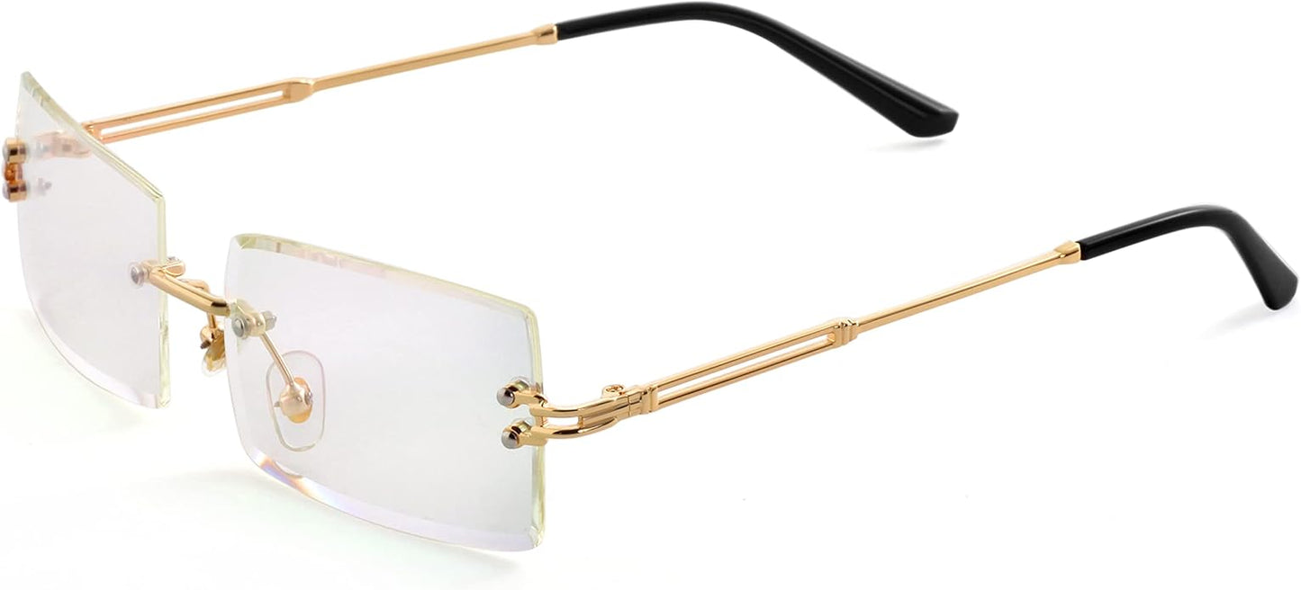 Kursan Frameless Rectangle Sunglasses for Men Women Small Rimless Sun Glasses Shades UV400 Protection