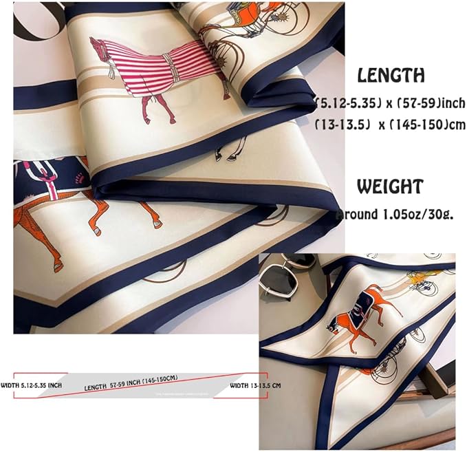 Livrerpi Silk Feeling Head Scarf Fashion Satin Hair Scarf Square Long Scarves for Women Gifts