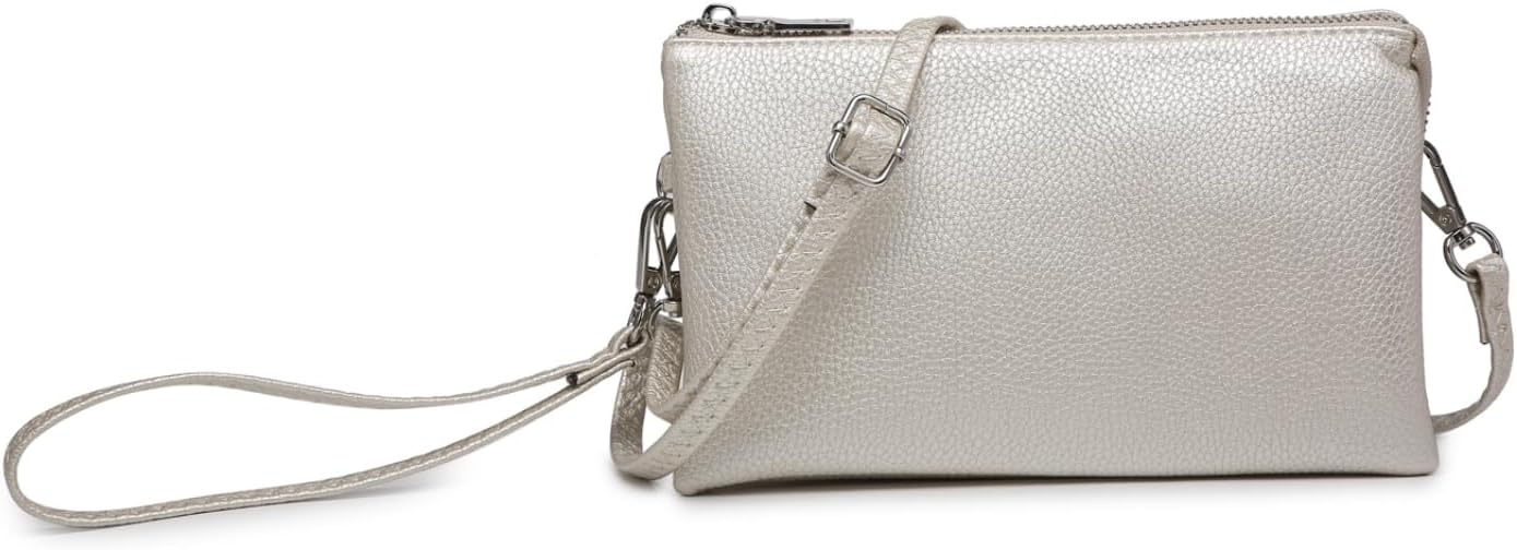 JEN & CO. Riley Small Crossbody Bags for Women Vegan Leather Wristlet Clutch Wallet Purses Handbags with 2 Straps