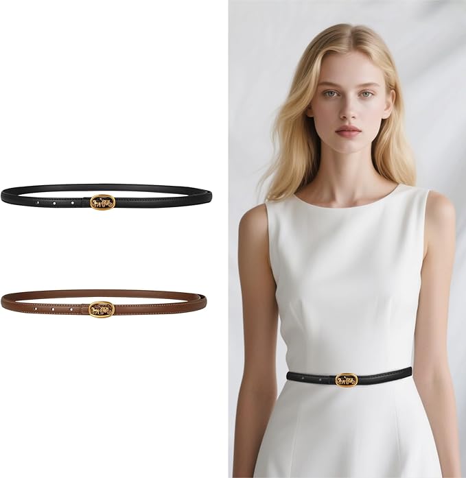 Relang Women's Belts with Gold Buckle, Fashion Waist Band, Elegant Ladies' Belt, Gift for Women