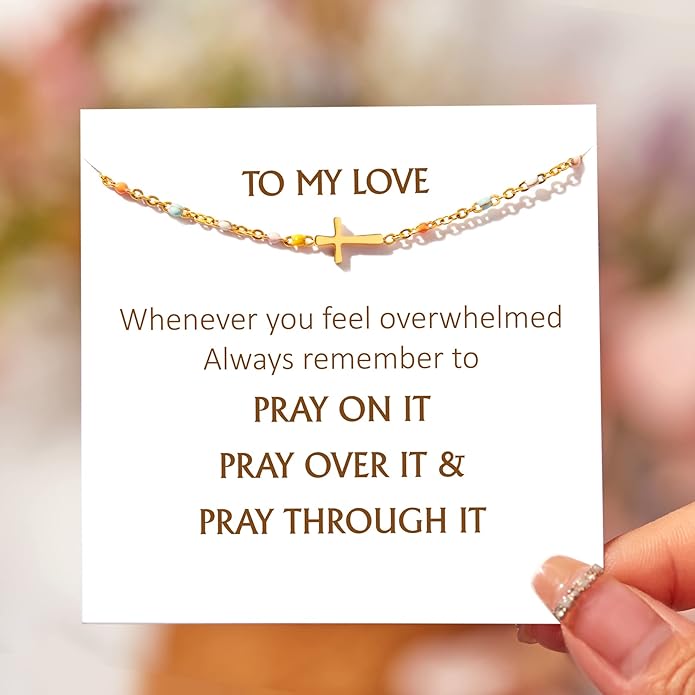 STORYJEWELLERY Christian Gifts for Women, Religious Confirmation and Baptism Gifts, Cross Bracelet for Women, Easter Gift, Encouragement Presents, Christian Jewelry
