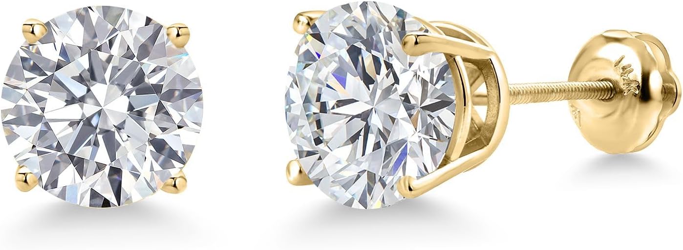 Gem Stone King 0.20 to 6 Cttw 14K Gold Lab Grown Diamond Stud Earrings | Gold Earrings For Women Men | E-F Color | VS1-VS2 Clarity