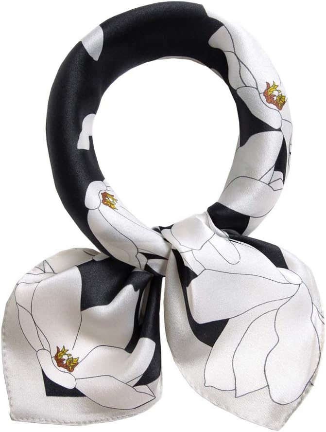 ANDANTINO 100% Real Mulberry Silk Scarf -21'' x 21''- Lightweight Neckerchief –Women Men Small Square Digital Printed Scarves