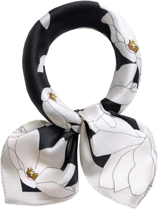 ANDANTINO 100% Real Mulberry Silk Scarf -21'' x 21''- Lightweight Neckerchief –Women Men Small Square Digital Printed Scarves