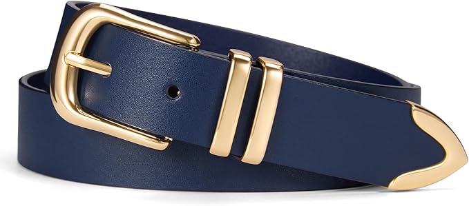 VATAN Women Leather Belt for Jeans Dresses Pants Fashion Ladies Casual Waist Belt with Gold Buckle