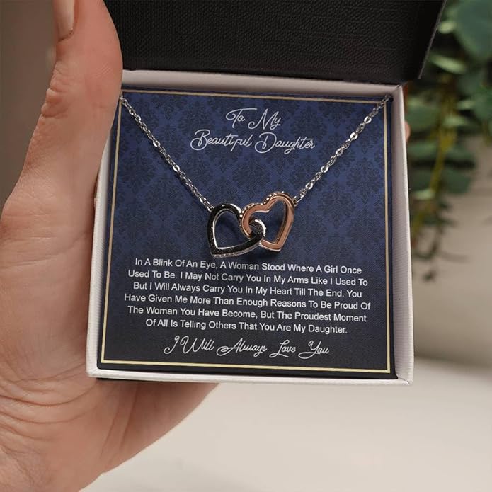 VIRAGIL To My Daughter Gift Necklace From Dad or Mom - Badass Daughter Jewelry With Heartfelt Message & Elegant Box