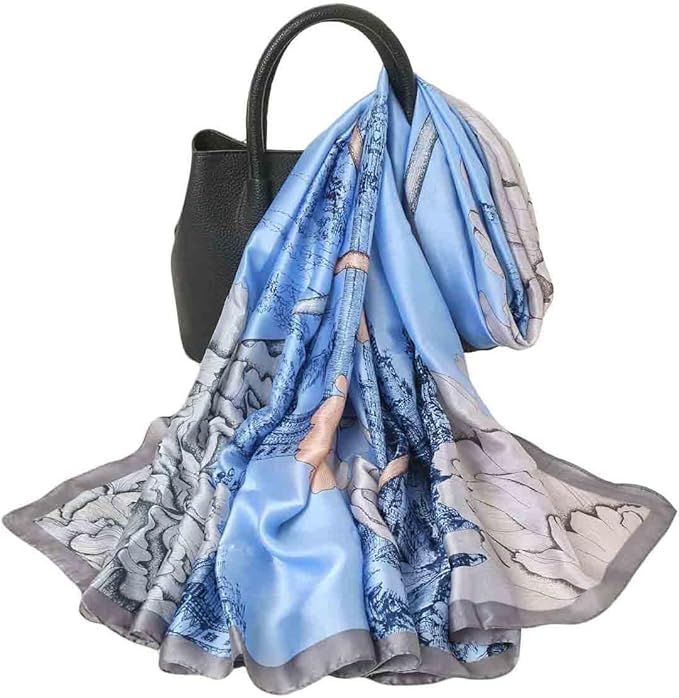 Pokeedioty Scarfs for Women Lightweight Head Scarf Fashion Scarves Elegant Floral Pattern Sunscreen Shawls and Wraps