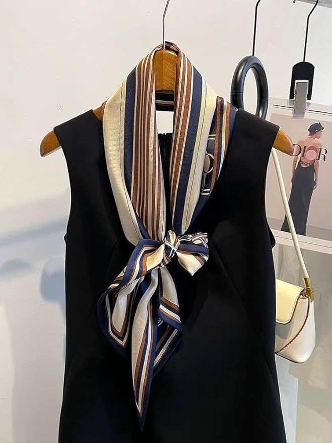 100% Mulberry Silk Ribbon Scarf for Hair Beach Head Wraps for Women Handbag accessories Necktie