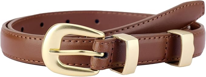 TINIDI Women Genuine Leather Belt for Jeans Pants Dress Fashion Ladies Waist Belt with Gold Buckle