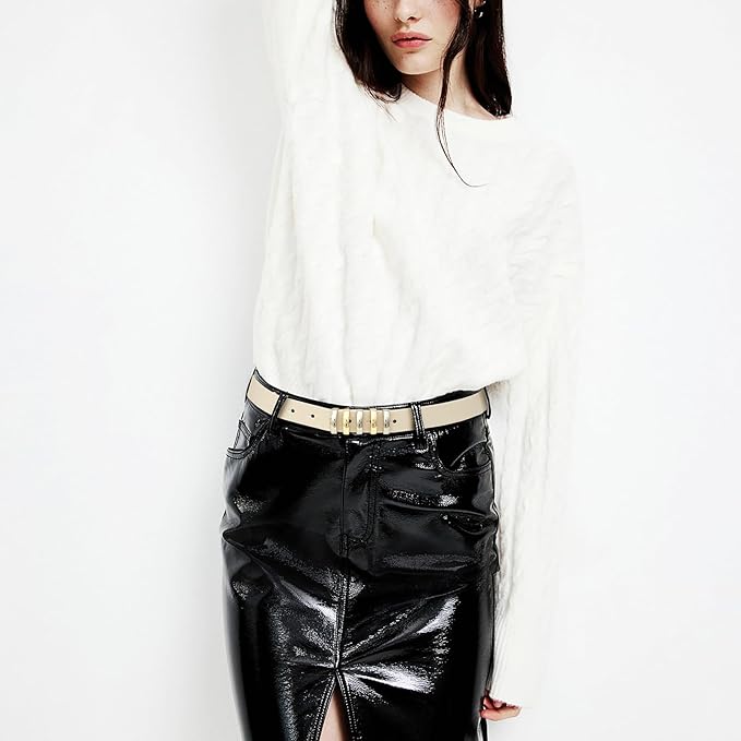 Belts for Women with Gold Buckle Faux Leather Belts Fashion Casual belts for jeans
