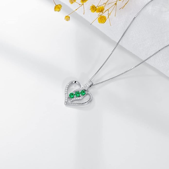 Rose Heart Birthstone Necklace for Women - Solid S925 Sterling Silver with Rose Gold Plated Infinity Symbol of Love Valentine's, Mother's Day, Anniversary, Christmas Birthday Gift for Her, Mom, Wife, or Girlfriend.