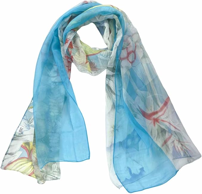 Pokeedioty Scarfs for Women Lightweight Fashion Scarves Elegant Floral Pattern Sheer Scarfs