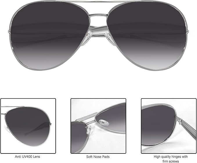 Retro Gold Aviator Sunglasses for Women Men, 2025 Metal Oversized 70s Aviators Sun Glasses