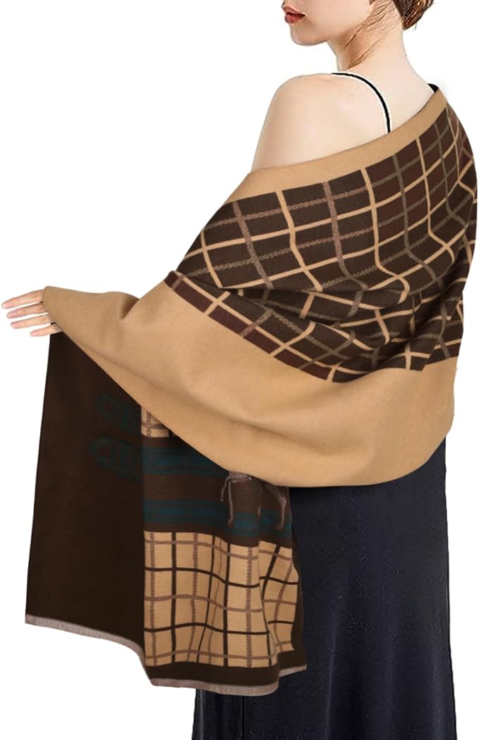 EXTREE Scarfs for Women Pashmina Silky Shawl Wrap for Evening Dressing Blanket Open Front Poncho Cape