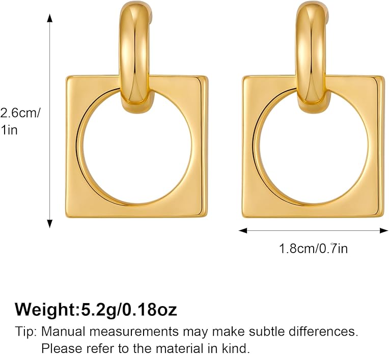 MUYAN Gold Silver Geometric Drop Dangle Earrings for Women Brushed Link Square Dangle Earrings Trendy Jewelry