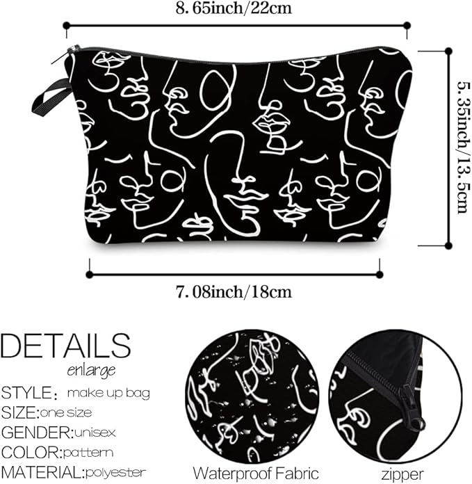 Deanfun Makeup Case Small, Cosmetic Zipper Bag Waterproof for Purse Mini, Women Cute Traveling Accessories Pouch for Ladies Thanksgiving Christmas Gifts(D2-55421)