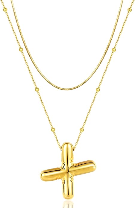 LUCA SMITH Initial Necklaces for Women, Dainty Balloon Bubble Letter, Name Letter Alphabet Pendant Layered Choker Chain Jewelry Gift