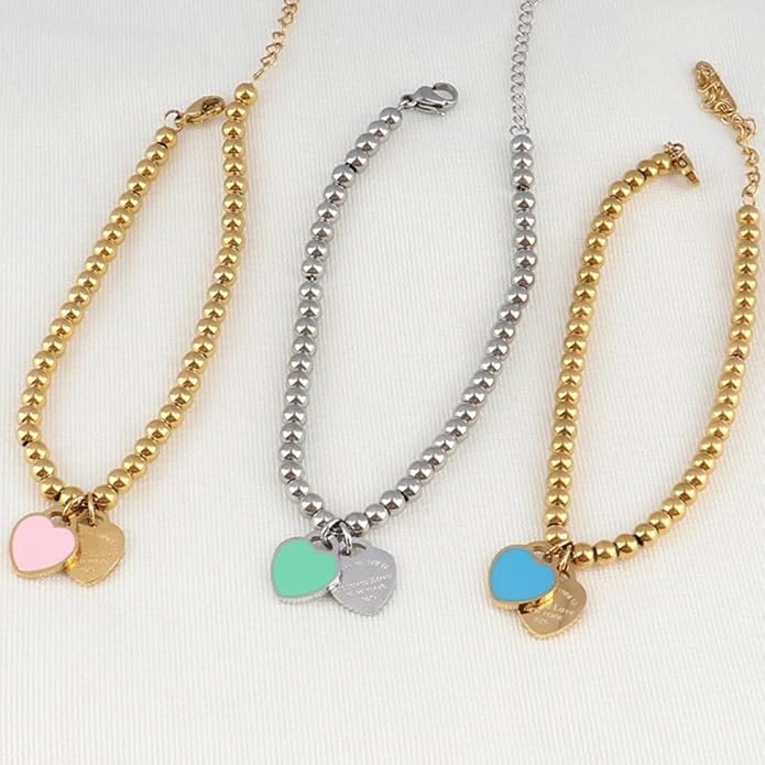 925 Sterling Silver Double Heart Necklace - Two Hearted Necklace With Chain - 14K Yellow Gold Double Hearts Pendant Necklace - Two Hearts