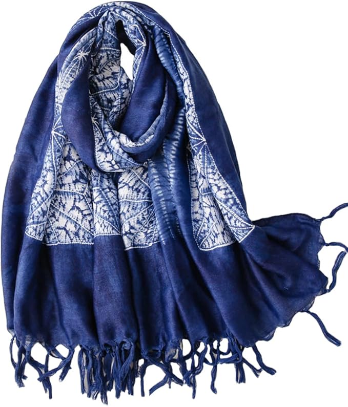 Yeieeo Boho Scarf for Women Lightweight Floral Printed Scarf Fall Winter Fashion Fringed Shawl