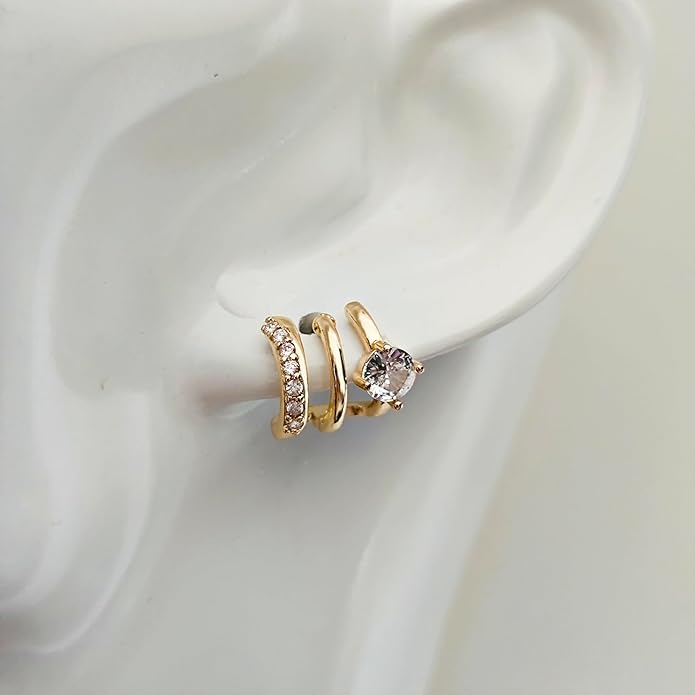 IMBOS Earrings for Women Trendy 14K Gold Stud Earrings Claw Earring Dainty Simple Minimalist Gold Earring Hypoallergenic Jewelry for Women Gifts
