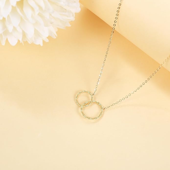 ELFRONT Mothers Day Gifts 14k Real Gold Dainty Necklace, Solid Gold Delicate Pendant For Women Mom Lover