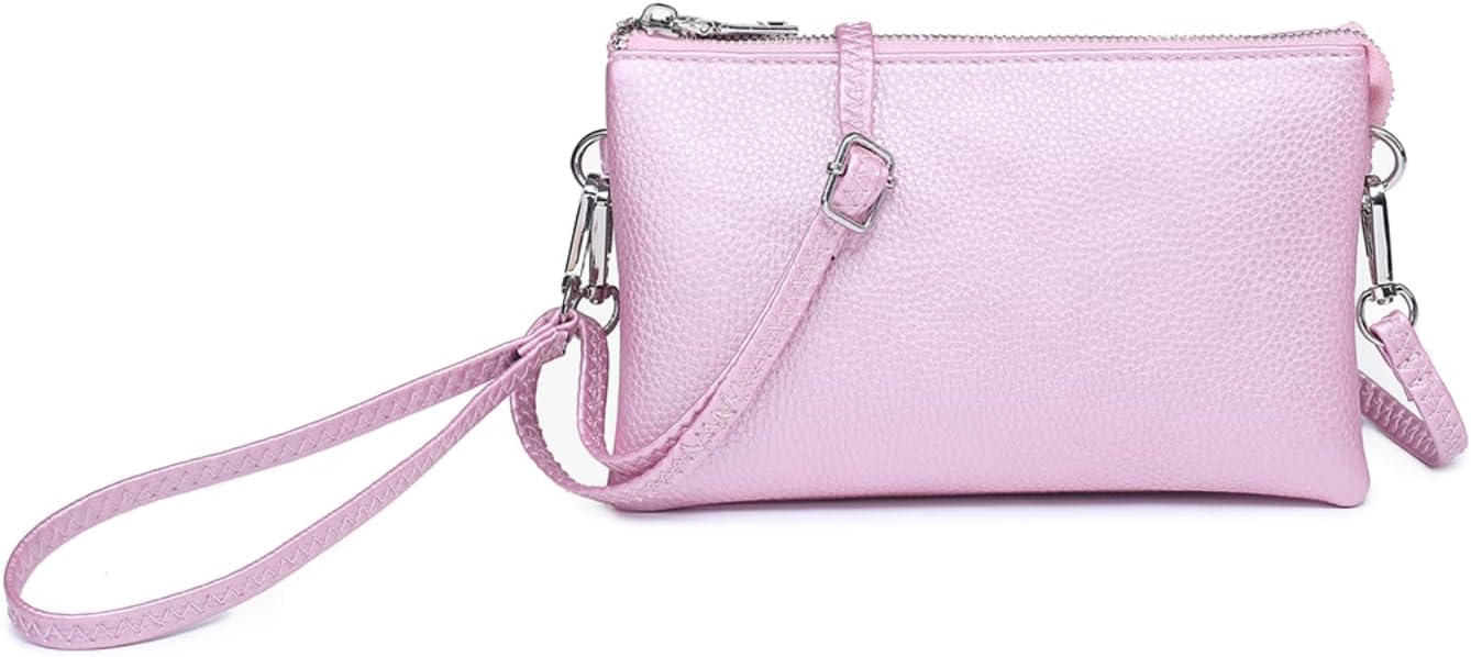 JEN & CO. Riley Small Crossbody Bags for Women Vegan Leather Wristlet Clutch Wallet Purses Handbags with 2 Straps