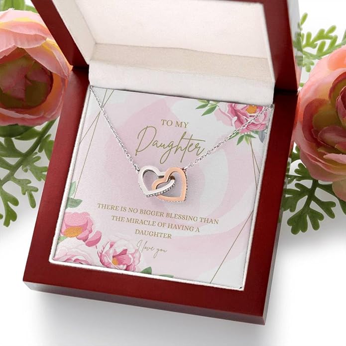 VIRAGIL To My Daughter Gift Necklace From Dad or Mom - Badass Daughter Jewelry With Heartfelt Message & Elegant Box