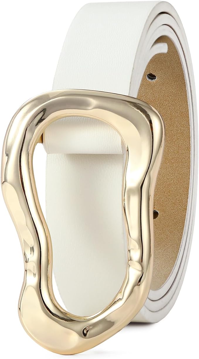 Black Belt for Women Stylish Gold Buckle Fashion Leather Waist Belt Perfect for Jeans and Dresses