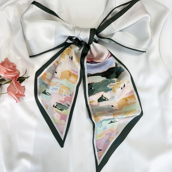 Silk Head Scarf for Hair Fashion Headwrap for Women Lightweight Neck Tie
