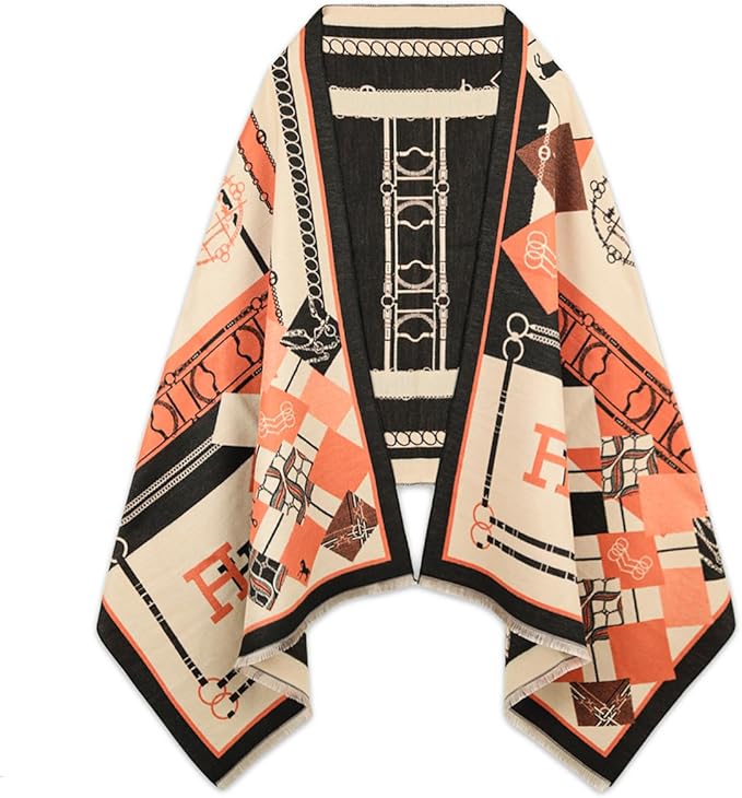 EXTREE Scarfs for Women Pashmina Silky Shawl Wrap for Evening Dressing Blanket Open Front Poncho Cape