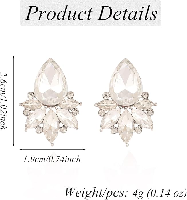 Vintage Rhinestone Earrings Fancy Crystal Cluster Drop Earrings Art Deco Earrings for Women