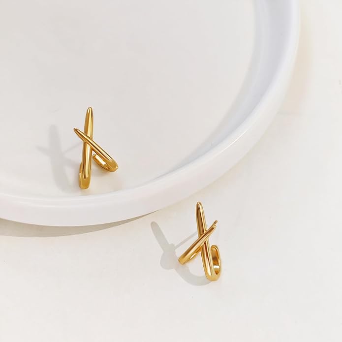 IMBOS Earrings for Women Trendy 14K Gold Stud Earrings Claw Earring Dainty Simple Minimalist Gold Earring Hypoallergenic Jewelry for Women Gifts