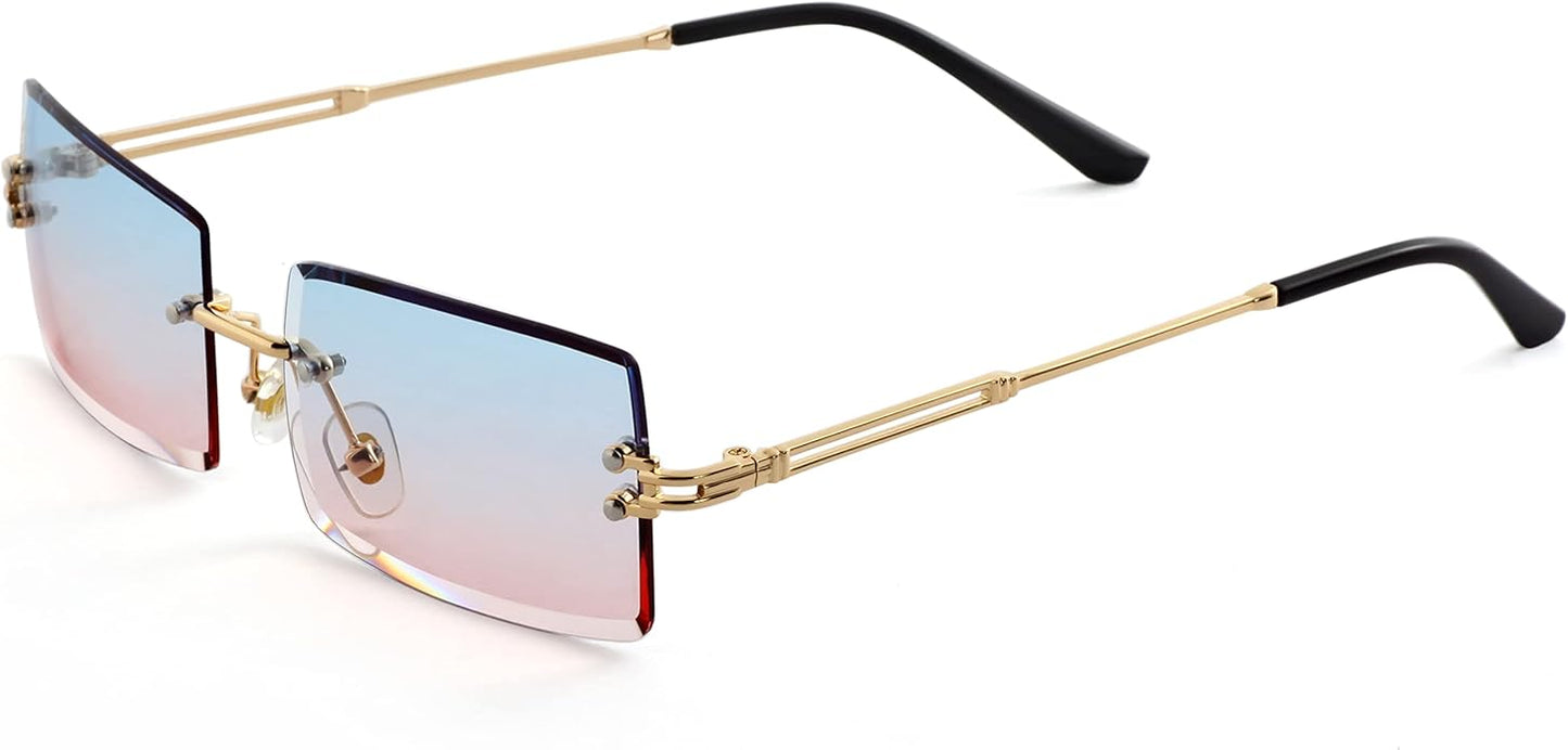 Kursan Frameless Rectangle Sunglasses for Men Women Small Rimless Sun Glasses Shades UV400 Protection