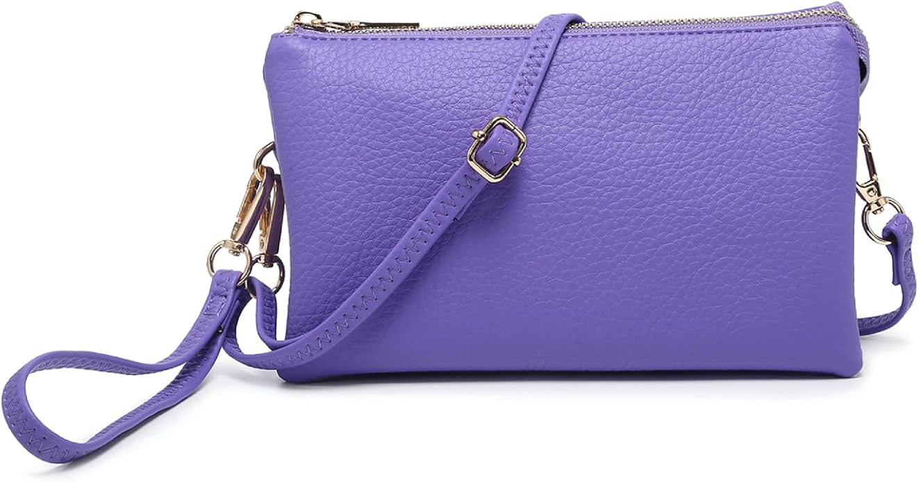 JEN & CO. Riley Small Crossbody Bags for Women Vegan Leather Wristlet Clutch Wallet Purses Handbags with 2 Straps