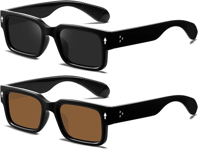 YDAOWKN Square Frame Sunglasses for Women Men Trendy Chunky Rectangle Sun Glasses Black Shades UV400 Protection