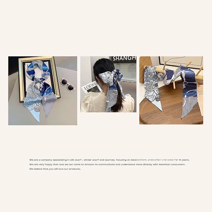 Livrerpi Silk Feeling Head Scarf Fashion Satin Hair Scarf Square Long Scarves for Women Gifts