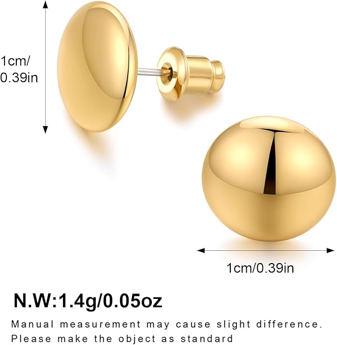 FAMARINE Dot Earrings Gold Silver Stud Earrings for Women Flat Round Earring Minimalist Earring