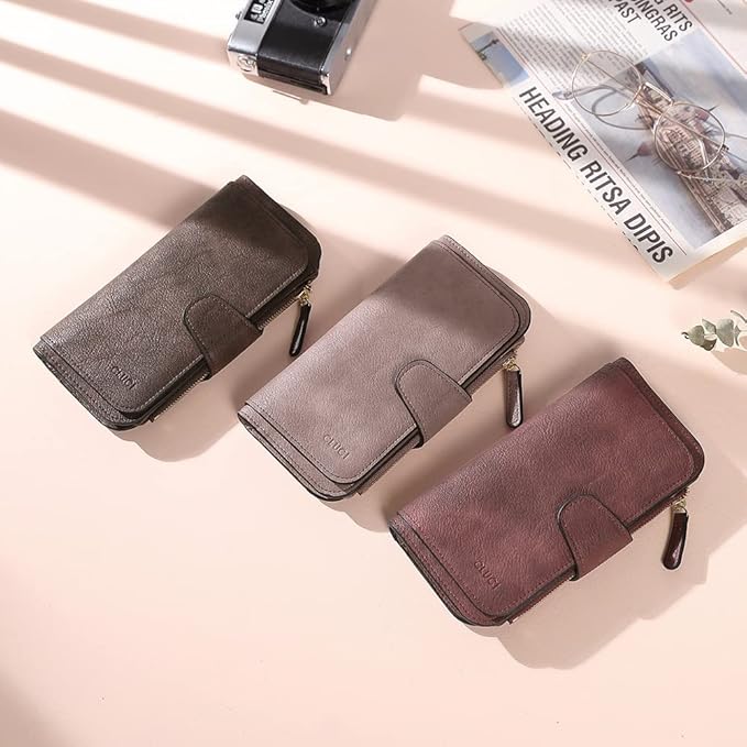 CLUCI Wallet For Women PU Leather RFID Blocking Womens Wallet Bifold Card Holder with ID Window Gifts for Women Birthday | RFID Blocking, Designer, Trifold, Card Holder, ID Window