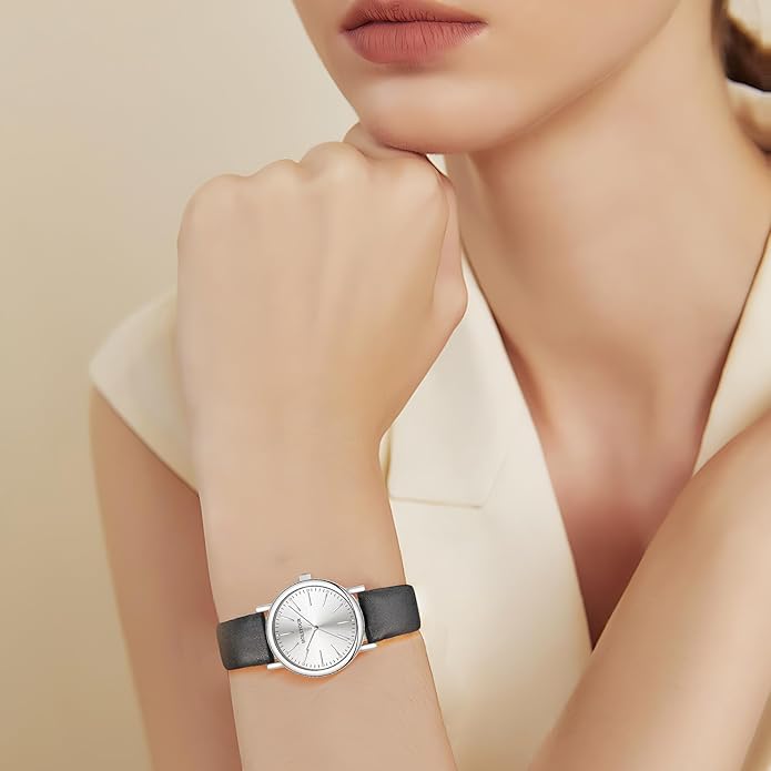 Watches for Women Crystal Accented Fashion Watch with Leather Band Gifts for Women